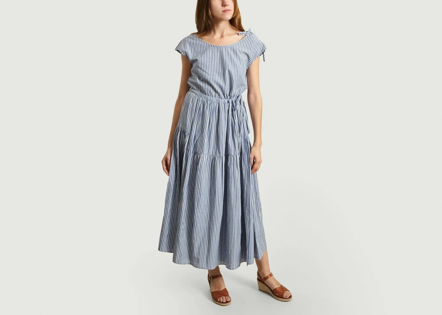 Bellerose Blue and White Pasua Striped Long Dress 3 Bellerose Blue and White Pasua Striped Long Dress