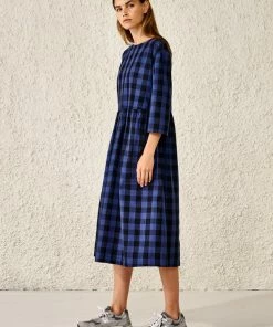 Bellerose Vida Check Dress In Navy & Black