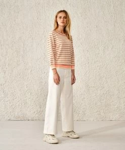 Bellerose Gops T-Shirt - Orange/ecru Stripe
