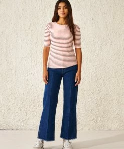 Bellerose Mias Stripe T-Shirt In Red