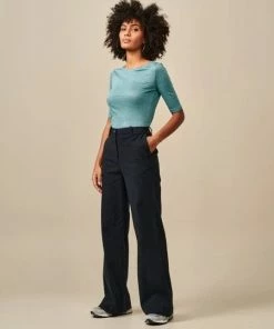 Bellerose “seas” 3/4 Sleeve Linen Jersey Top - Blue Eyes