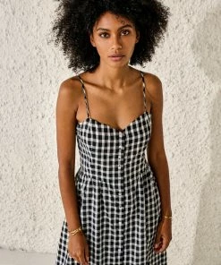 Bellerose Solal Gingham Dress In Black & White