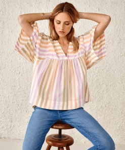 Bellerose Azelie Striped Silk Blouse