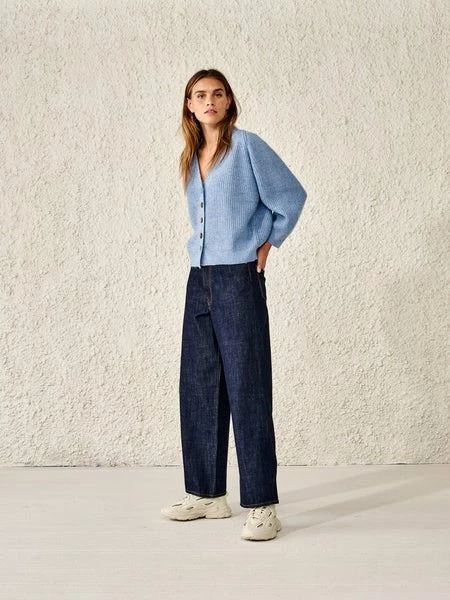 Bellerose Dosany Button Through Cardigan - Blue Marl 4 Bellerose Dosany Button Through Cardigan - Blue Marl