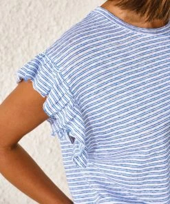 Bellerose Visam Stripe T-Shirt In Blue 9 Bellerose Visam Stripe T-Shirt In Blue