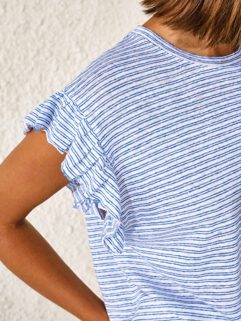 Bellerose Visam Stripe T-Shirt In Blue 6 Bellerose Visam Stripe T-Shirt In Blue