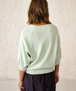 Bellerose Anglet Cotton Knit Sweatshirt in Mist Green 9 Bellerose Anglet Cotton Knit Sweatshirt in Mist Green