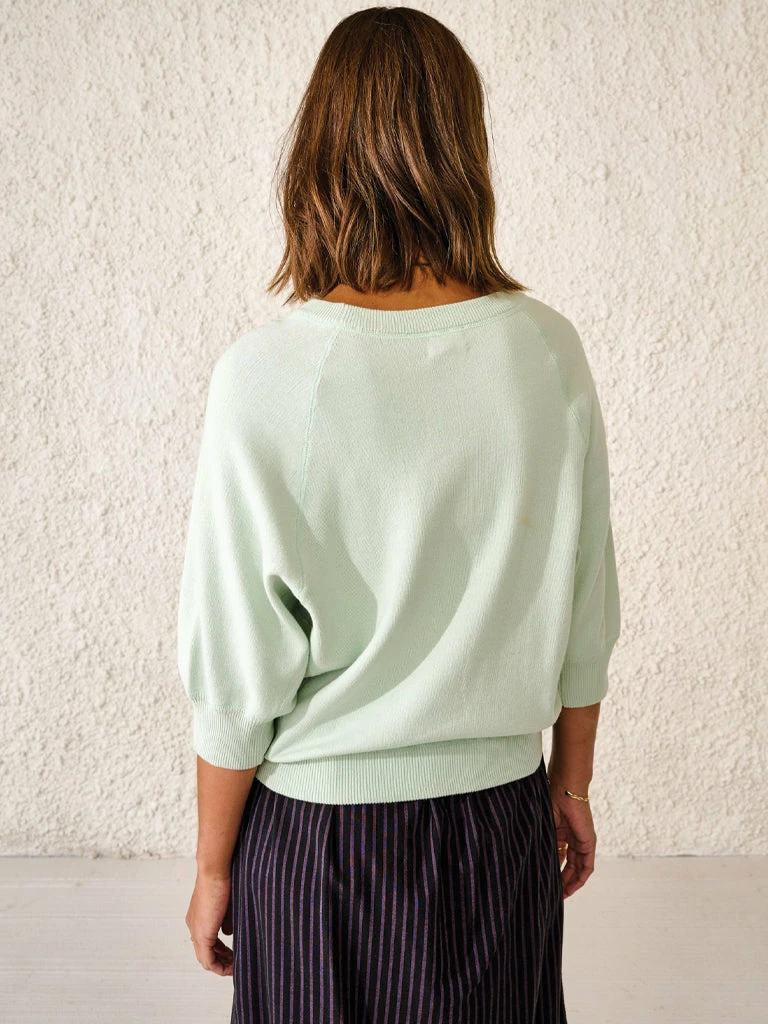 Bellerose Anglet Cotton Knit Sweatshirt in Mist Green 5 Bellerose Anglet Cotton Knit Sweatshirt in Mist Green