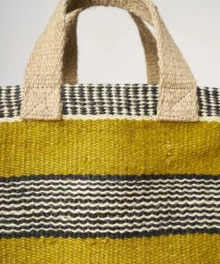 Bellerose Gallon Stripe Jute Bag In Yellow