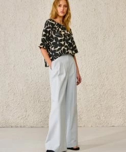 Bellerose Stuart Print Blouse In Black & Stone