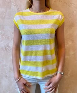 Bellerose Sevia T-Shirt - Yellow/White Stripe