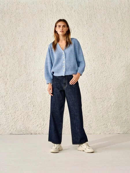 Bellerose Dosany Button Through Cardigan - Blue Marl 3 Bellerose Dosany Button Through Cardigan - Blue Marl