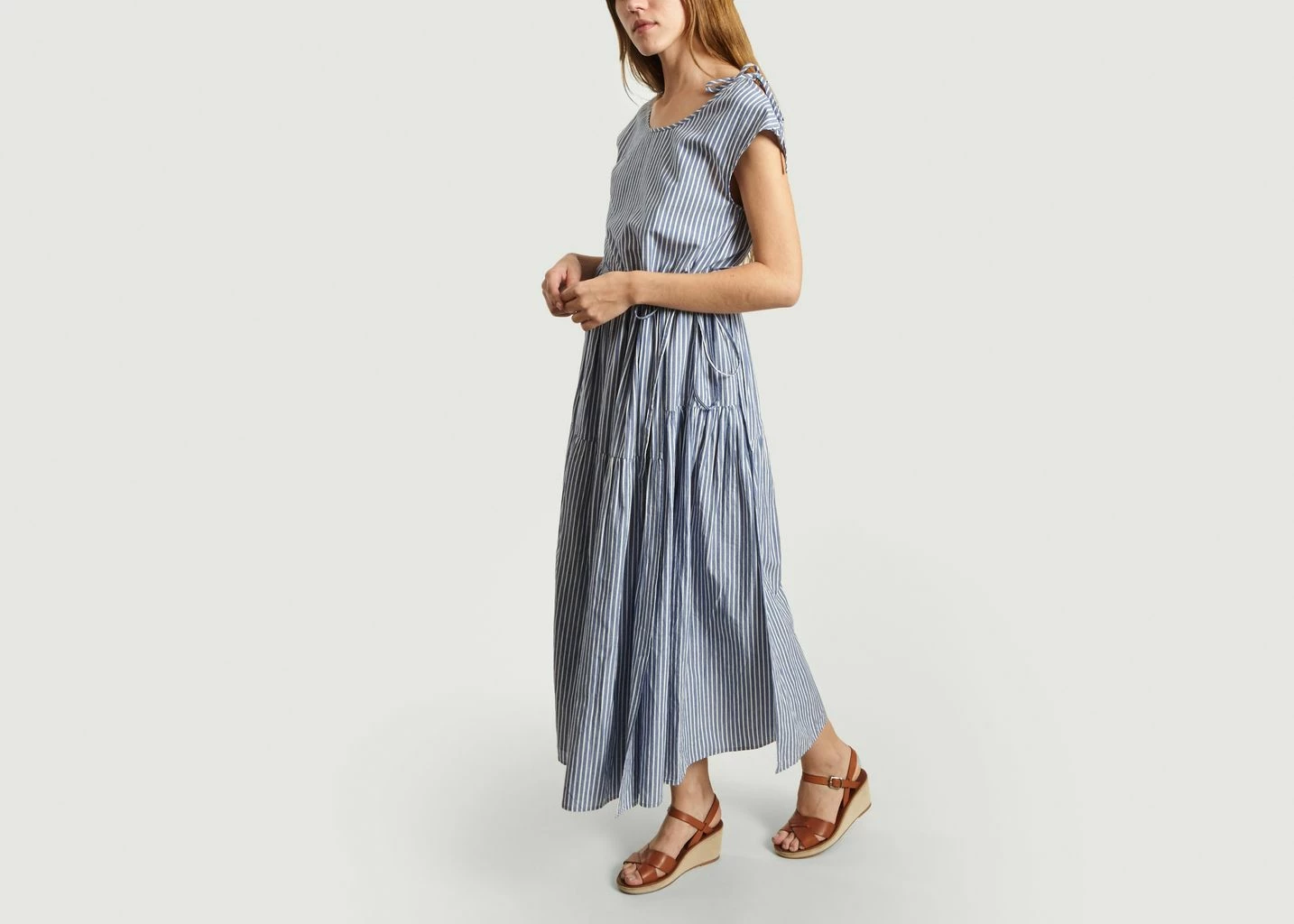 Bellerose Blue and White Pasua Striped Long Dress 4 Bellerose Blue and White Pasua Striped Long Dress