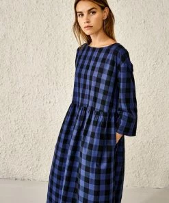Bellerose Vida Check Dress In Navy & Black