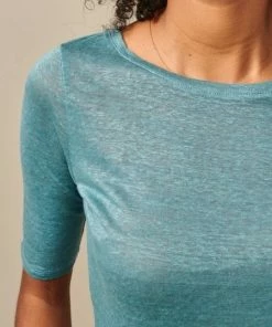 Bellerose “seas” 3/4 Sleeve Linen Jersey Top - Blue Eyes