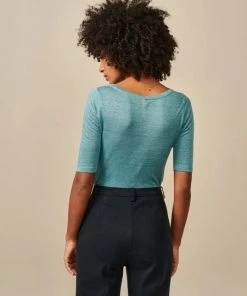 Bellerose “seas” 3/4 Sleeve Linen Jersey Top - Blue Eyes