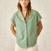 Bellerose Gerda Tie Shirt In Green Micro Check 1 Bellerose Gerda Tie Shirt In Green Micro Check