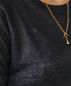 Bellerose “seas” Linen 3/4 Sleeve Jersey Top - Navy