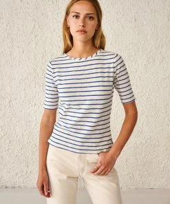 Bellerose Seas Stripe T-Shirt In Blue