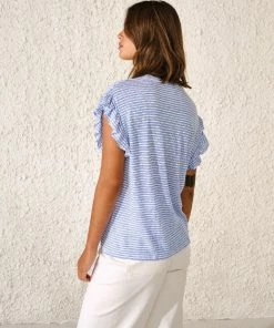 Bellerose Visam Stripe T-Shirt In Blue 8 Bellerose Visam Stripe T-Shirt In Blue
