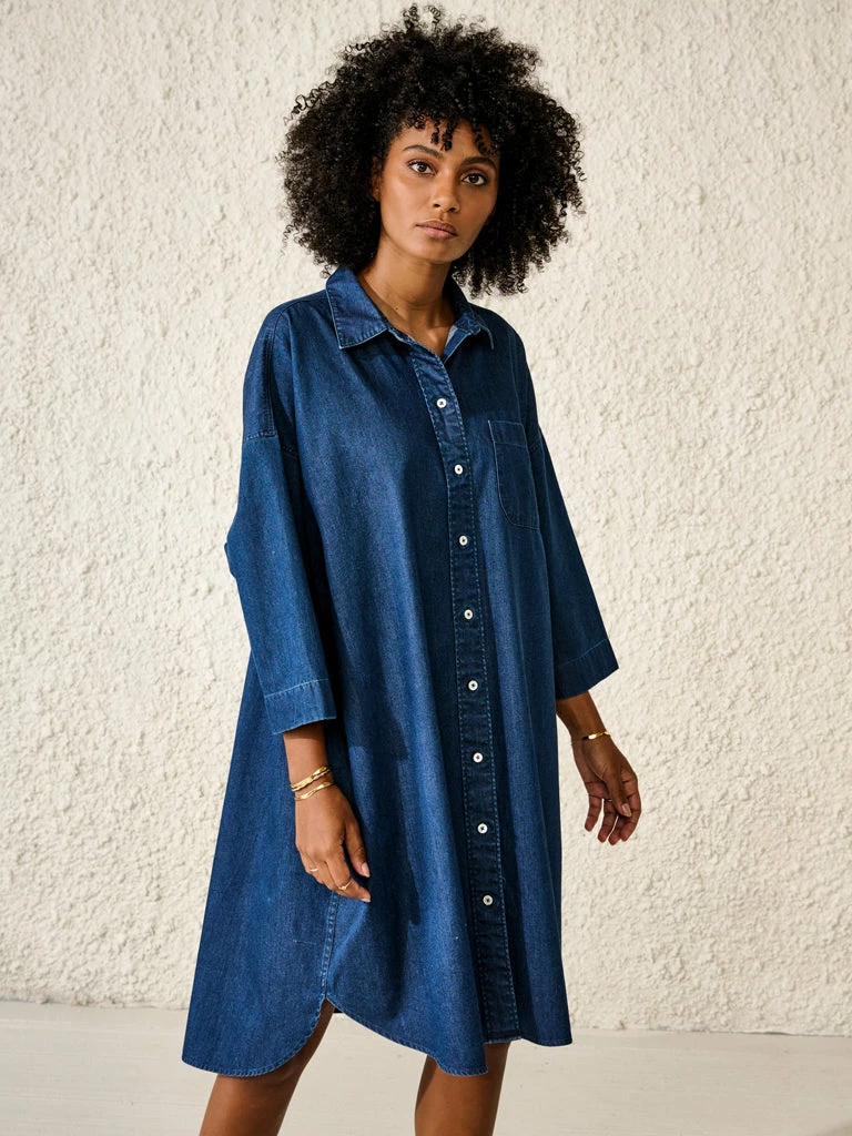 Bellerose Gladys Denim Dress In Mid Blue Stone 6 Bellerose Gladys Denim Dress In Mid Blue Stone