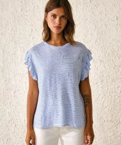 Bellerose Visam Stripe T-Shirt In Blue