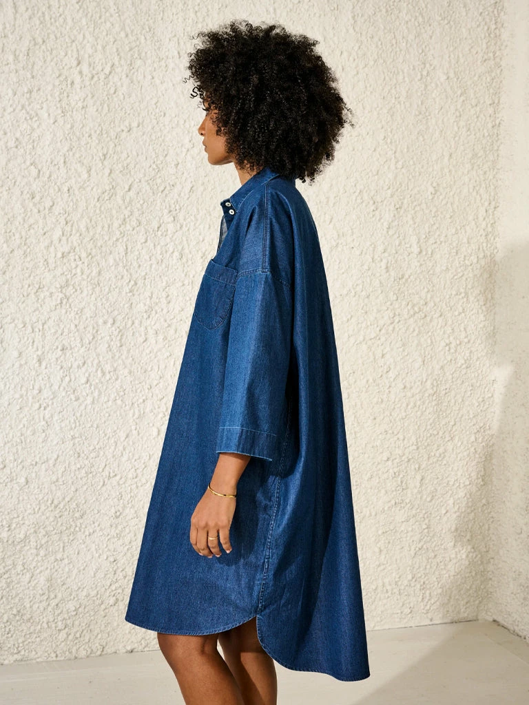 Bellerose Gladys Denim Dress In Mid Blue Stone 4 Bellerose Gladys Denim Dress In Mid Blue Stone