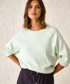Bellerose Anglet Cotton Knit Sweatshirt in Mist Green 10 Bellerose Anglet Cotton Knit Sweatshirt in Mist Green
