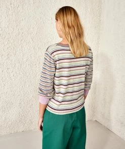 Bellerose Gops T-Shirt - Lime/Lilac Stripe