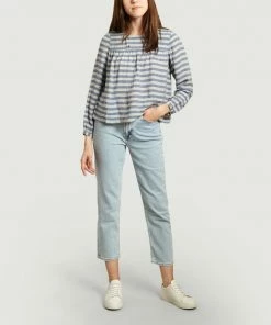 Bellerose Light Blue Aziza Micro Striped Blouse 7 Bellerose Light Blue Aziza Micro Striped Blouse