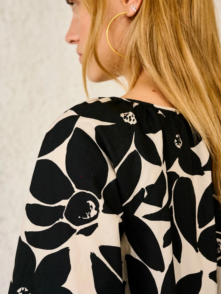 Bellerose Stuart Print Blouse In Black & Stone 7 Bellerose Stuart Print Blouse In Black & Stone