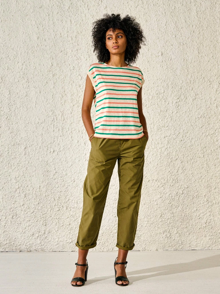 Bellerose Sevia T-Shirt In Green & Pink 3 Bellerose Sevia T-Shirt In Green & Pink