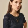 Bellerose “seas” Linen 3/4 Sleeve Jersey Top - Navy