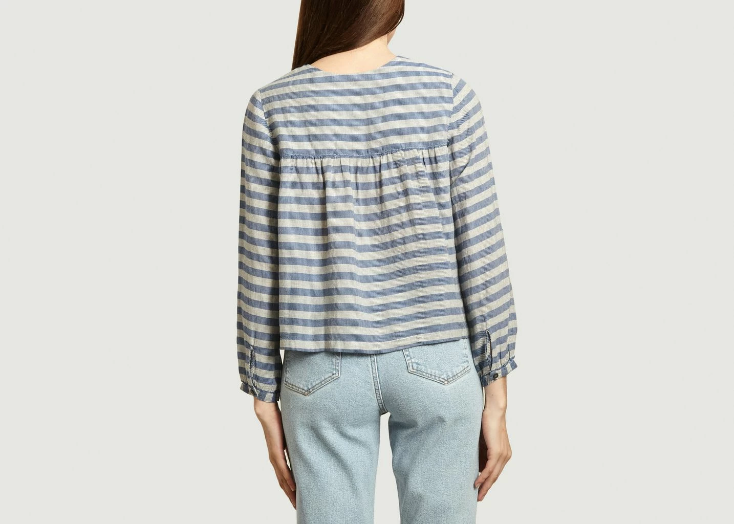 Bellerose Light Blue Aziza Micro Striped Blouse 4 Bellerose Light Blue Aziza Micro Striped Blouse