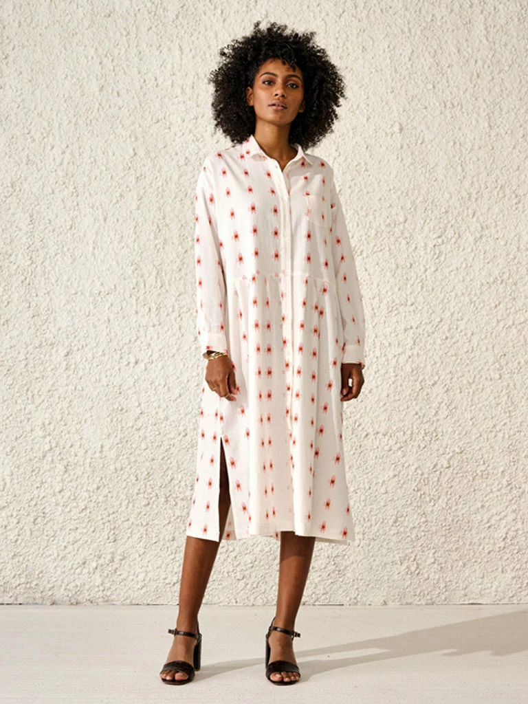 Bellerose Impec Dress In White & Red 3 Bellerose Impec Dress In White & Red