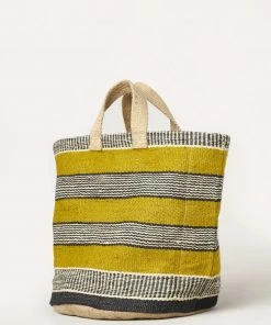 Bellerose Gallon Stripe Jute Bag In Yellow