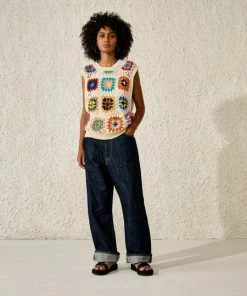 Bellerose Marose Crocheted Top - Ecru/Multi