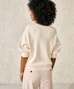 Bellerose Anglet Cotton Knit Sweatshirt in Milky Way