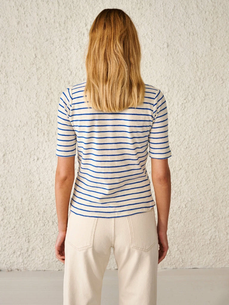 Bellerose Seas Stripe T-Shirt In Blue 7 Bellerose Seas Stripe T-Shirt In Blue