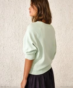 Bellerose Anglet Cotton Knit Sweatshirt in Mist Green