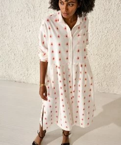 Bellerose Impec Dress In White & Red