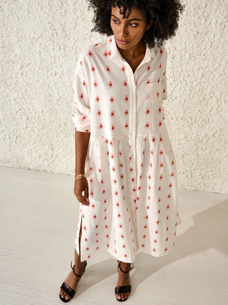 Bellerose Impec Dress In White & Red 4 Bellerose Impec Dress In White & Red