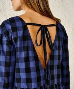 Bellerose Vida Check Dress In Navy & Black