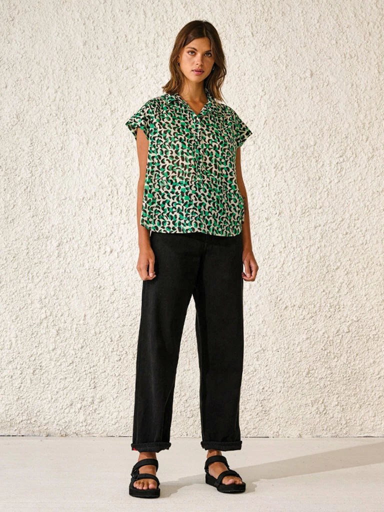 Bellerose Soukie Printed Shirt In Green 4 Bellerose Soukie Printed Shirt In Green
