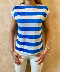 Bellerose Sevia T-Shirt - Blue/White Stripe
