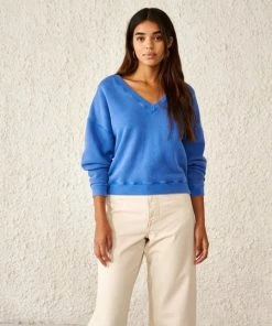 Bellerose Fellow V Neck Sweatshirt - Blue